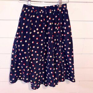Xhilaration Mid-Length Polka Dot Skirt XS Pockets Stretch Preppy Flirty